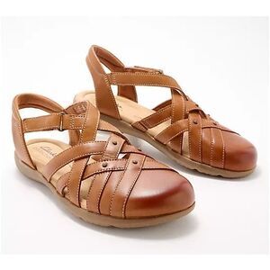 Clarks Elizabelle Mia Fisherman Sandal Women's‎ Leather Brown Size 9.5